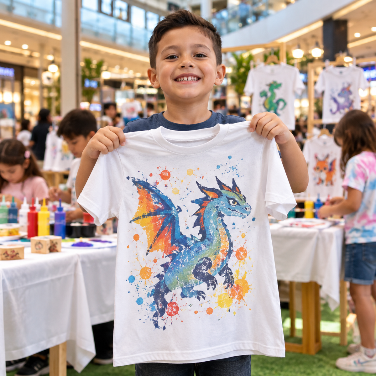 Stamping de poleras taller infantil Tacabra